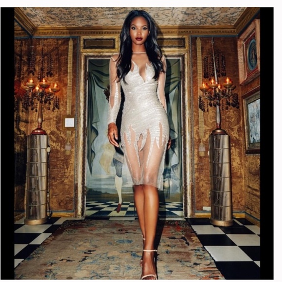 House Of CB, 'Maxim' Sequin Flame Mesh Dress, Size S - Picture 2 of 10